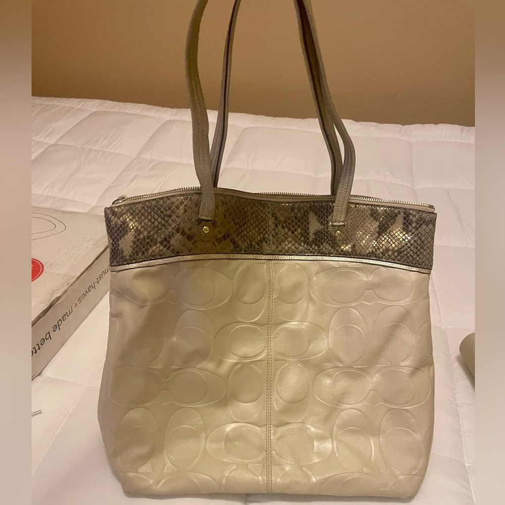Tan Snake Print Coach Purse